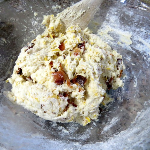 biscuit dough, bacon, cheddar cheese