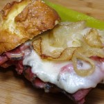 Pretzel Bread Rolls with Pastrami and Provolone