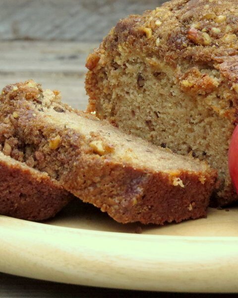 Applesauce Walnut Bread with Apple