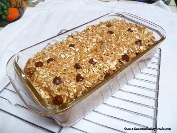 Streusel Topping on Zucchini Bread with Chocolate Chips