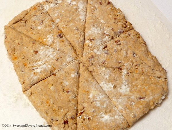 Cutting the dough into triangles