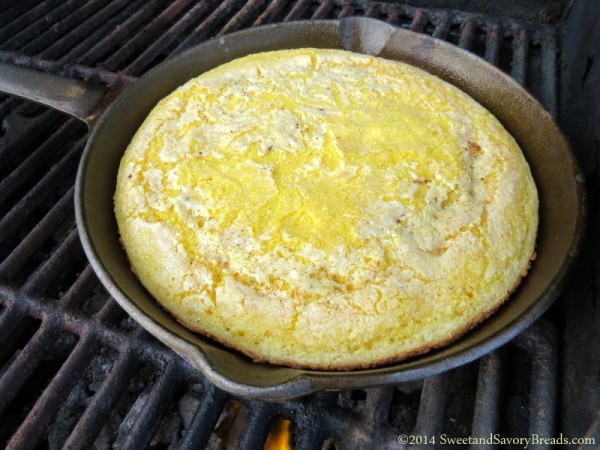 Cornbread on the grill, firm in the center