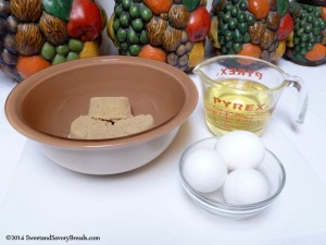 Brown sugar, oil and eggs