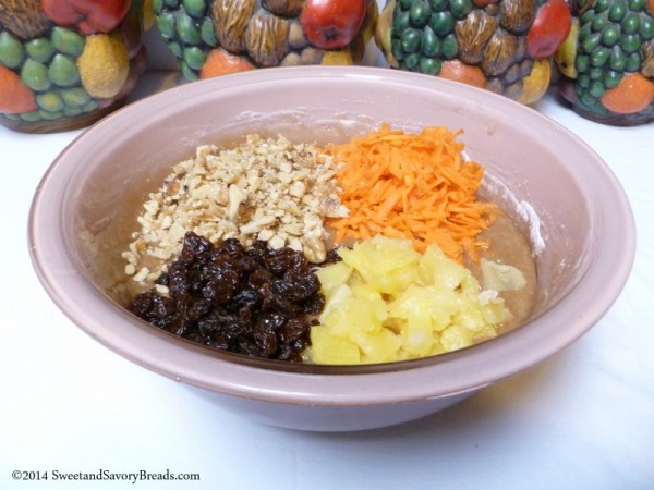 Carrots, pineapple, raisins and walnuts