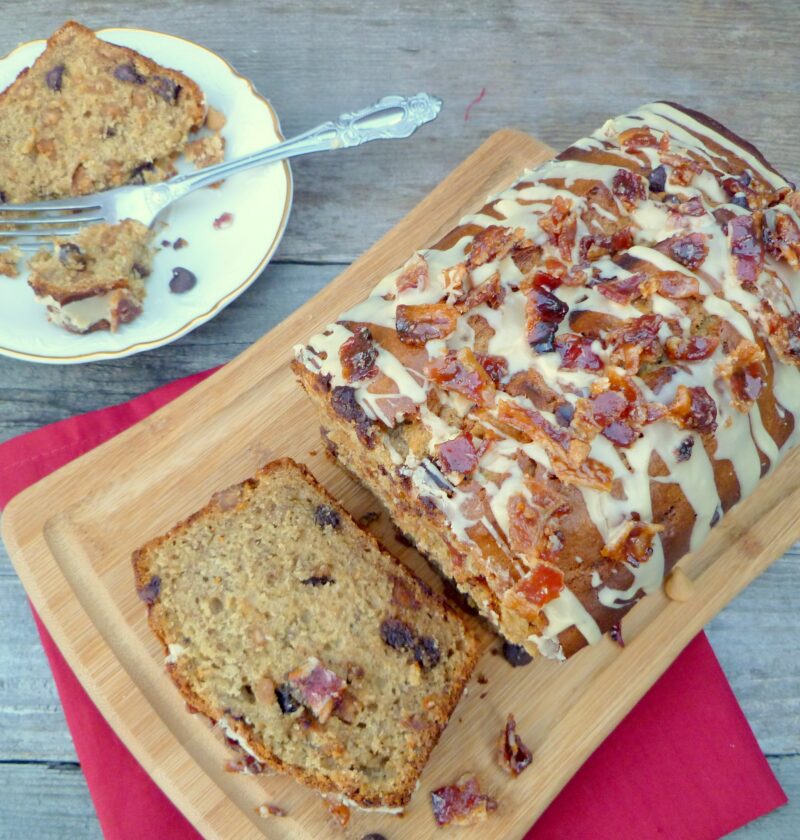 Peanut Butter Banana Bread With Candied Bacon